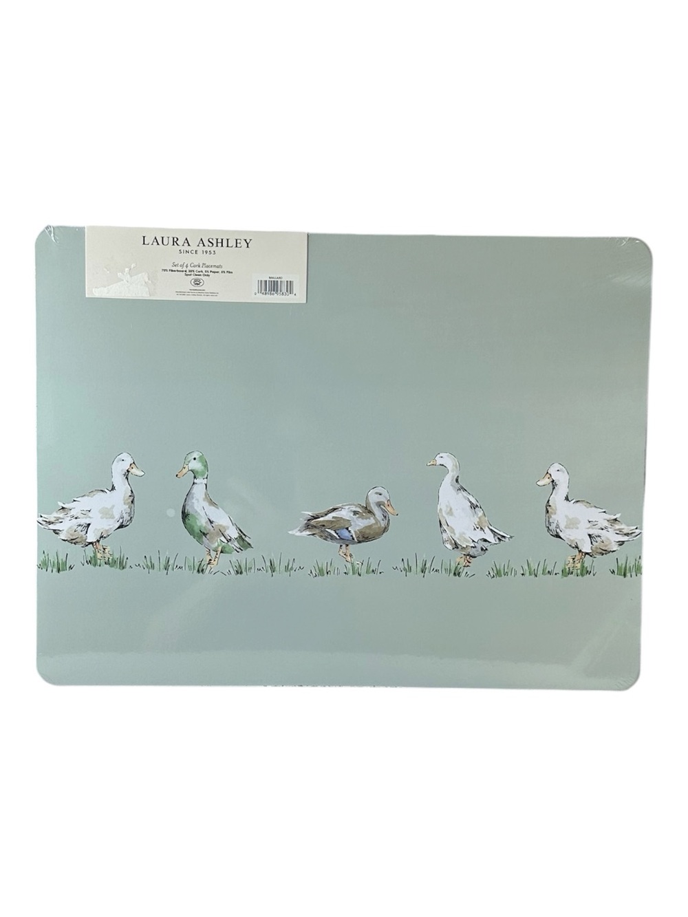 NEW Laura Ashley MALLARD DUCK Cork Placemats Set/4